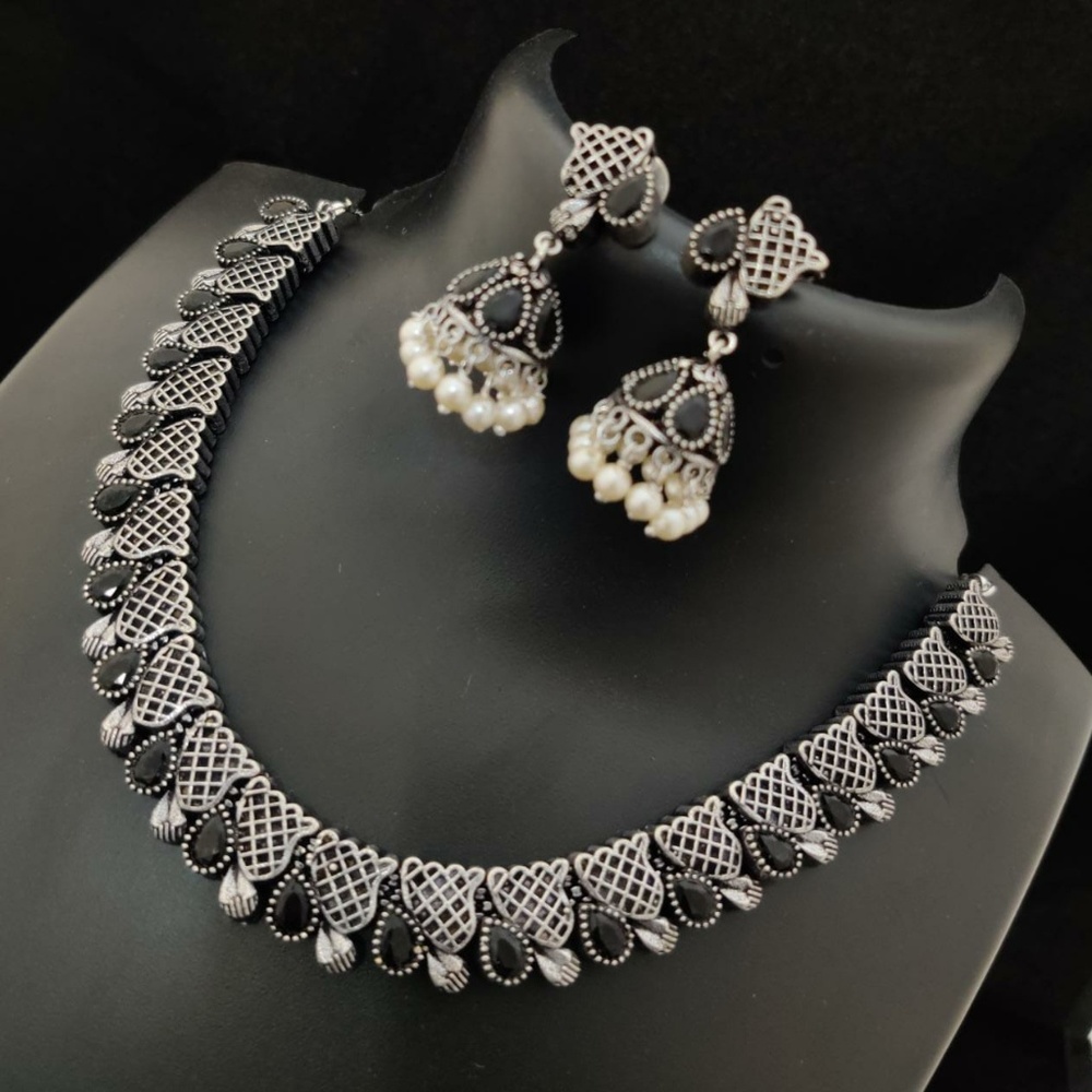 Black German Silver Indian Necklace Set